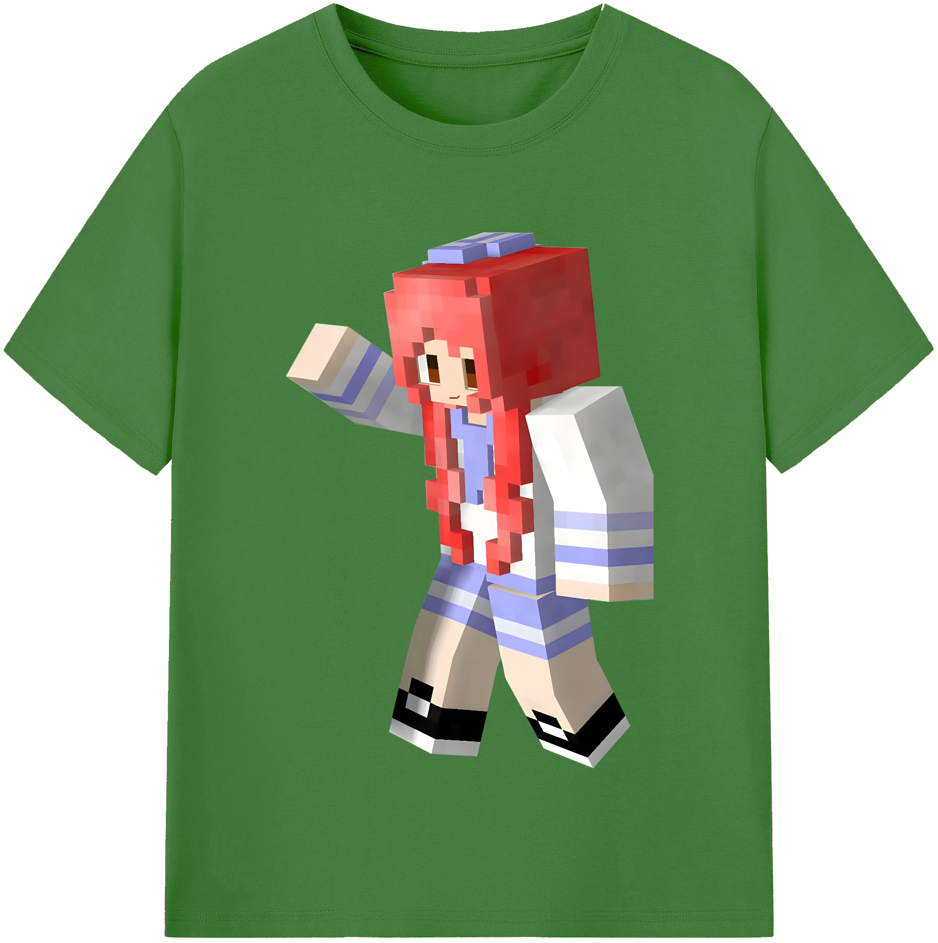 （画像用） マインクラフト ブロックの世界 Minecraft MC Block world レディースカジュアルプリントTシャツ（綿100％）